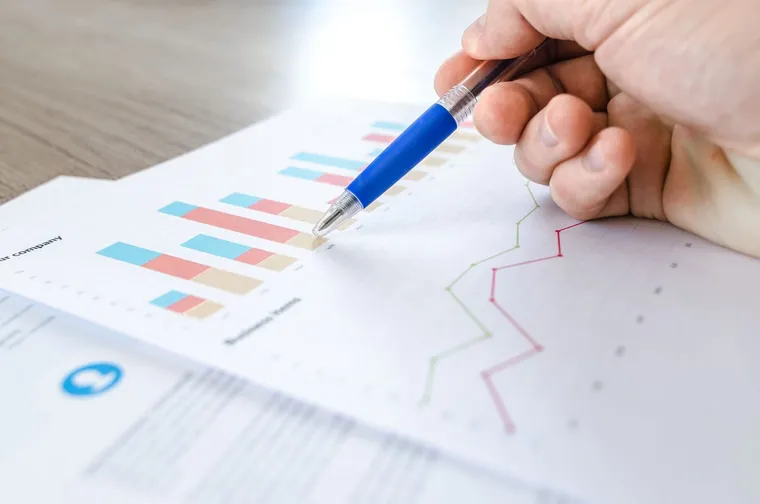 Analytics charts and performance graphs